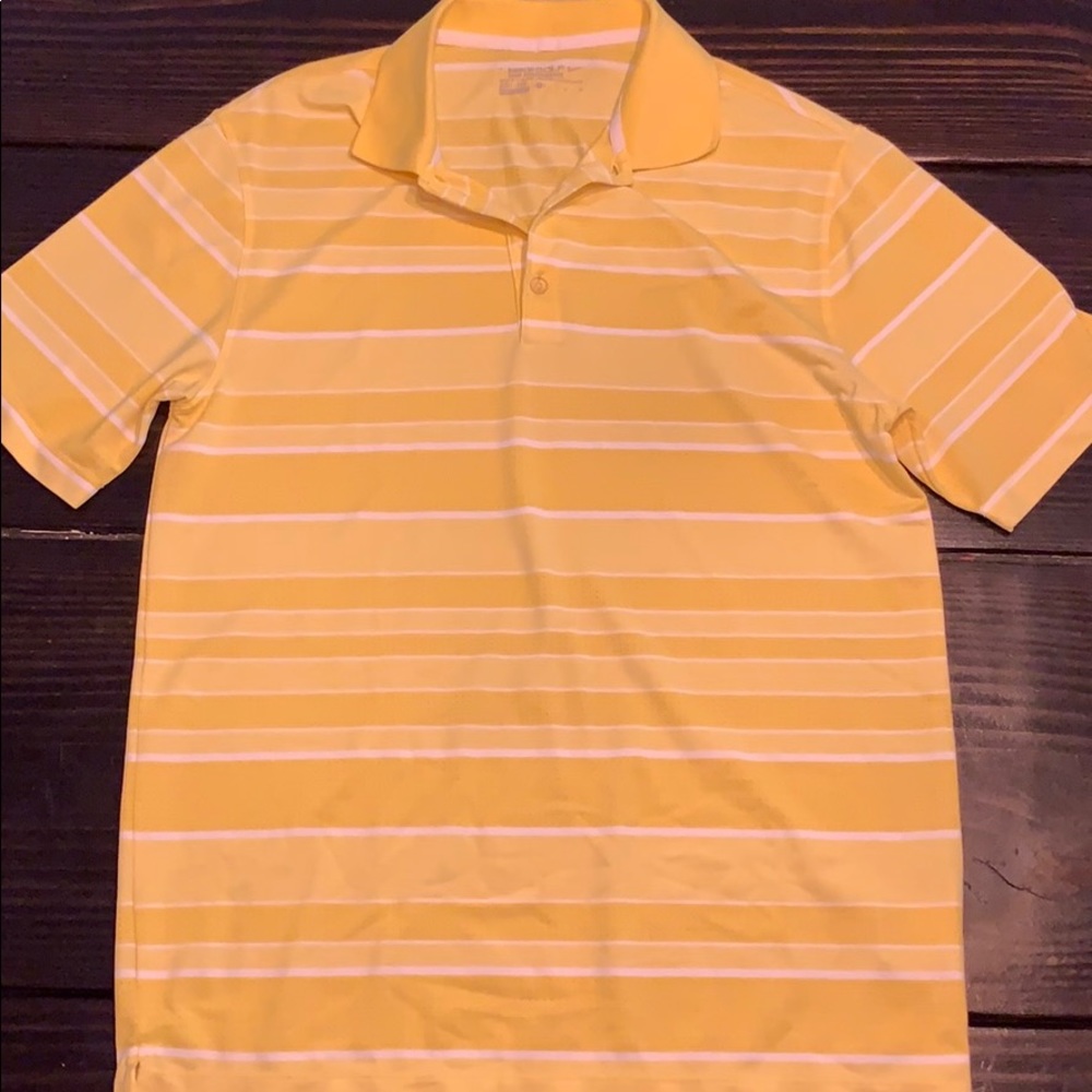 Yellow and White Stripe Nike Golf Polo Medium
